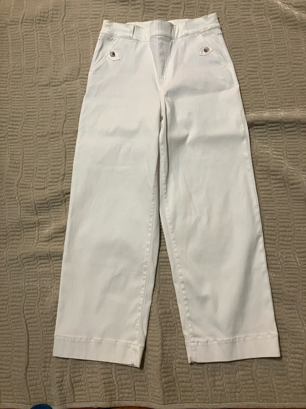 SPANX White Wide-Leg Cropped Chinos